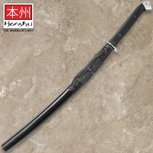 Vista 3 de HONSHU Boshin Wakizashi Espada – Hoja de acero al carbono 1050 forjada a