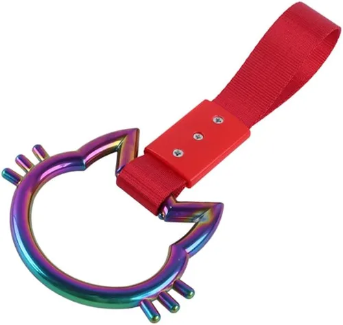 Vista 10 de Q1-TECH, Anillo JDM Tsurikawa japonés para metro, tren, autobús, correa de mano KITTY Cat para parachoques delantero y trasero, anillos