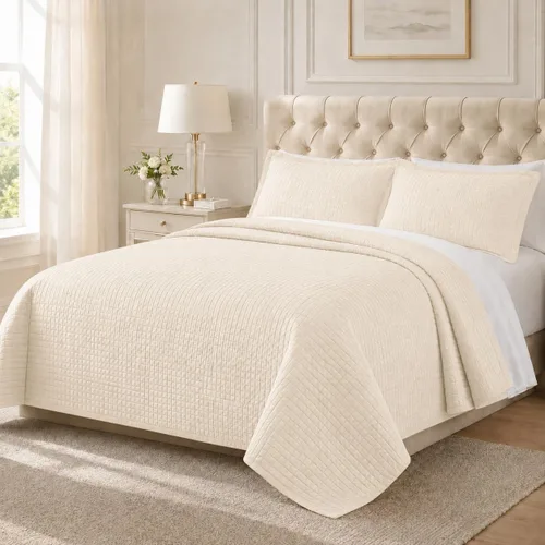 Vista 11 de sheetsnthings Juego de sábanas de microfibra acolchada sin arrugas de lujo de 2 piezas (beige, individual)