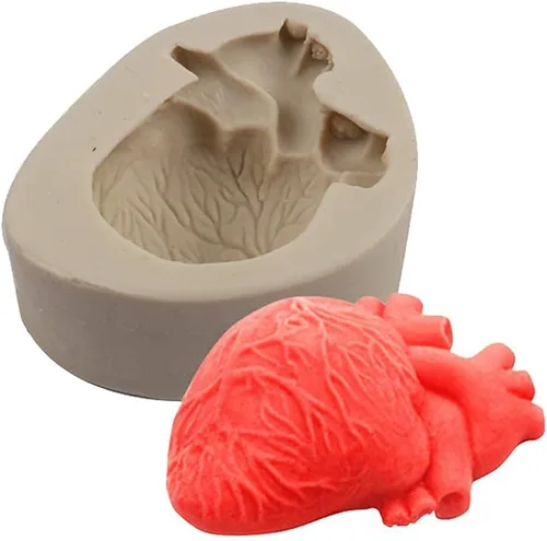 Vista 5 de WYD 2 piezas de molde de mousse de helado de corazón humano y cerebro 3D DIY Halloween órgano sorpresa molde de silicona para fondant de dulce