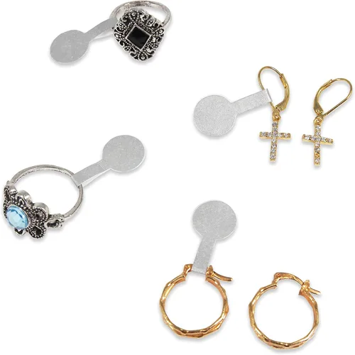 Vista 9 de CuteBox - Etiquetas de reparación de joyas, precio e identificación, 500 unidades, barra larga plateada Tyvek autoadhesiva para anillos, pulseras