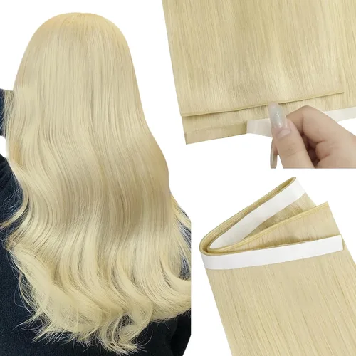 Vista 98 de Easyouth Extensión de cabello humano rubio con cola de caballo, extensiones de cabello humano rubio dorado con reflejos rubios, extensiones