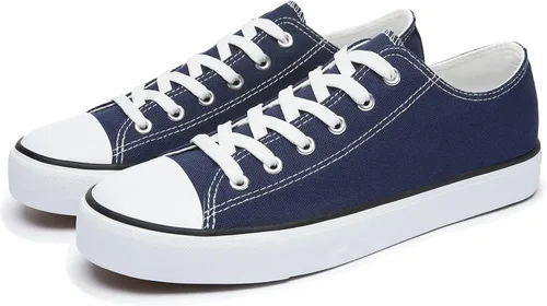 Vista 7 de yageyan Zapatos bajos de lona para hombre Zapatillas casuales clásicas Zapatos de moda en blanco y negro