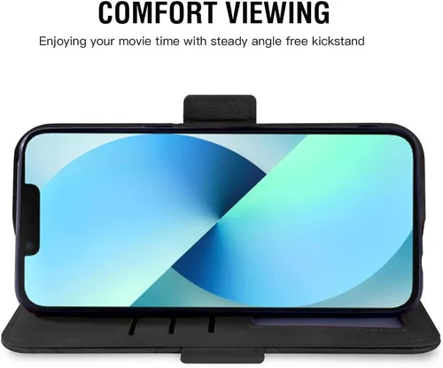 Vista 4 de Asuwish Funda compatible con iPhone 13 Mini de 5.4 pulgadas y protector de pantalla de vidrio templado con cordón de cuero para tarjetero
