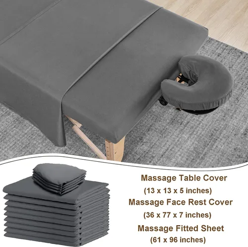 Vista 5 de Juego de 4 sábanas de mesa de masaje, 12 piezas reutilizables de microfibra suave para masaje, incluye funda para mesa de masaje, sábana bajera