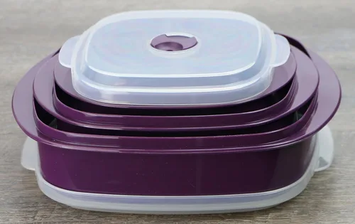 Vista 2 de Kit de 6 unidades de recipientes de cocina para microondas, vaporera y refrigerador, de Callypso Basics por Reston Lloyd, S, Ciruela