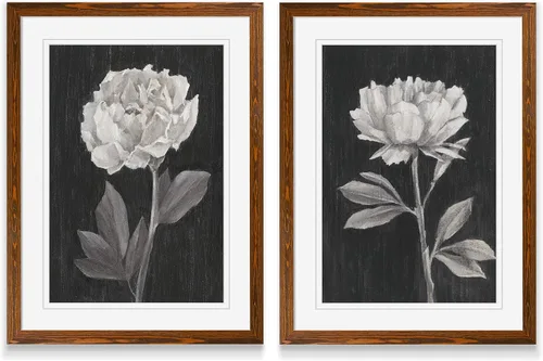 Vista 27 de Renditions Gallery- Lienzo enmarcado con flores blancas y negras Flores blancas y negras 1 juego/marco negro