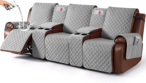 Vista 32 de KinCam Funda 100% Impermeable para Loveseat Reclinable con Consola, Fundas Antideslizantes para Sofá Reclinable de 2 Asientos, Funda para Sofá