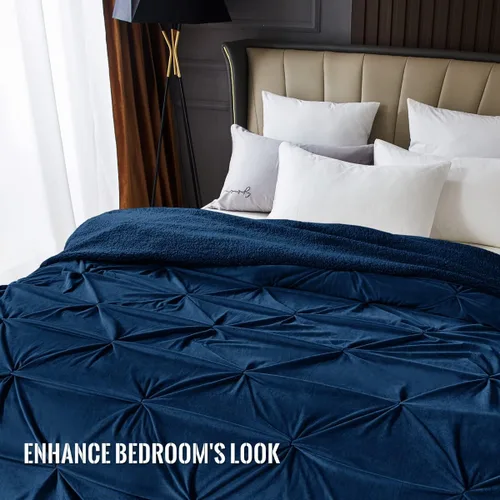Vista 5 de KAWAHOME - Cobija de invierno supersuave y plisada extracálida de Sherpa, para sofá o cama