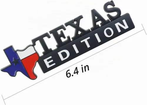Vista 5 de 1x Emblema de bandera estatal de estrella de Texas en metal cromado Edición Texas (negro y blanco) para guardabarros y puerta lateral