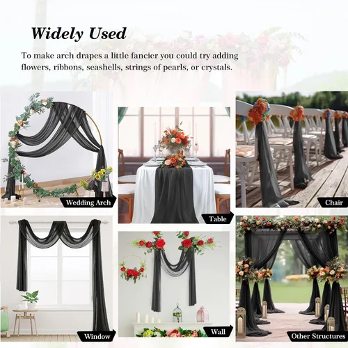 Vista 5 de 1 panel de cortina de telón de fondo transparente para arco de boda, cortina de arco para boda, recepción, decoración de fiesta de despedida