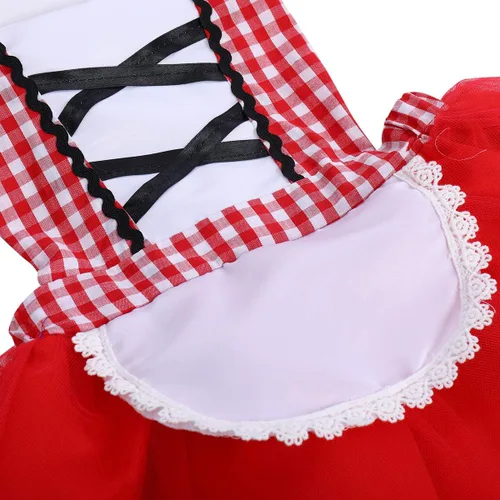 Vista 6 de ODASDO Caperucita Roja Disfraz para Bebé Niño Niños Halloween Cosplay Fiesta Fancy Dress Up con Capucha