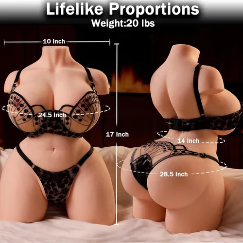 Vista 6 de Muñeca sexual Torso para hombres, muñecas sexuales femeninas realistas de 20 libras con pechos grandes y trasero, muñeca sexual de TPE suave