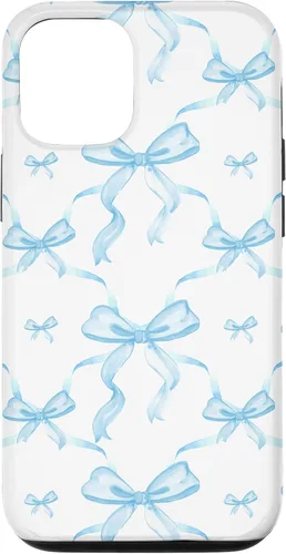 Vista 28 de Cintas y lazos estéticos de color azul claro para iPhone 16 en estuche de acuarela