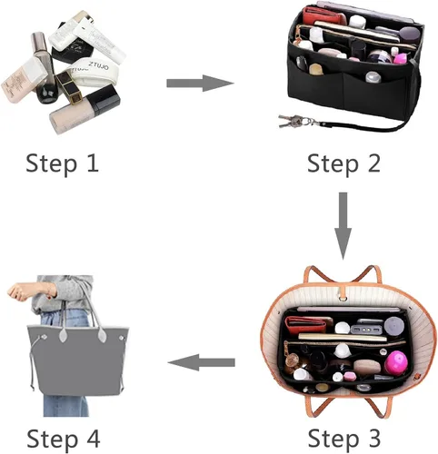 Vista 6 de ZTUJO - Organizador de bolsos de fieltro con cremallera metálica que se adapta a bolsos de mano y tote, especialmente diseñado para bolsos Speedy