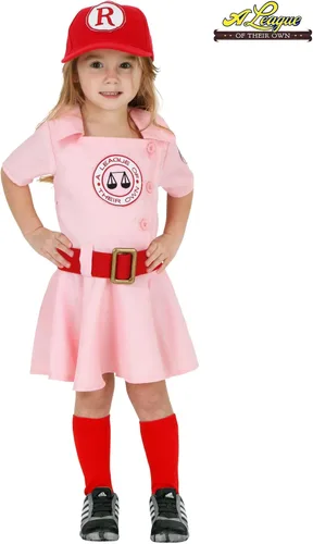Vista 2 de Una liga de su propio disfraz de béisbol Dottie para niños pequeños, Rosa claro
