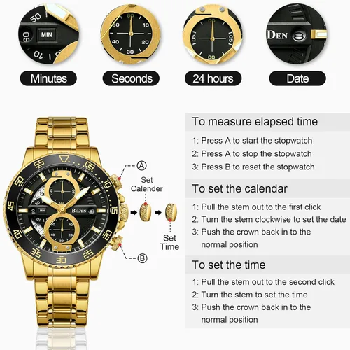 Vista 7 de Relojes para hombre cronógrafo 3ATM impermeable con fecha analógica de cuarzo relojes de pulsera para hombre