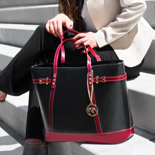 Vista 3 de McKlein Serafina - Bolso tote de piel para mujer con bolsillo para tablet Negro