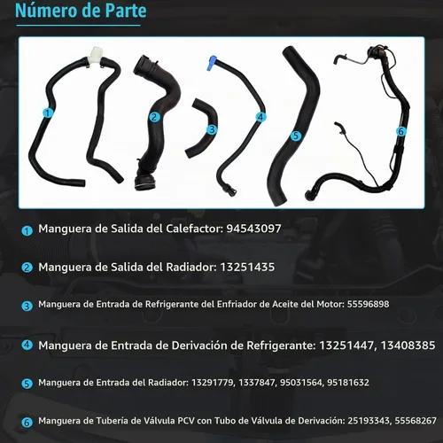Vista 4 de AUCERAMIC Juego de refrigerante para radiador de motor 2011-2016 para Chevy