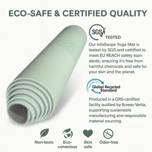 Vista 3 de Tapete de yoga TPE, ecológico, biodegradable de 0.236 pulgadas de grosor, antideslizante, para yoga, pilates, yoga caliente, fitness y ejercicio
