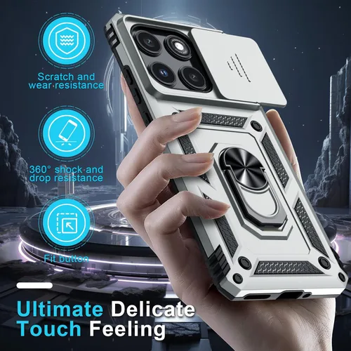 Vista 6 de Janmitta Funda Compatible con Moto Edge 2025 con Cubierta Deslizante Integrada para Lente de Cámara + Soporte de Anillo para Dedo con Función