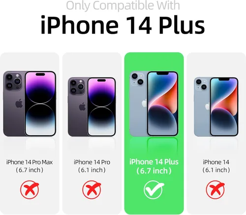 Vista 7 de Funda para iPhone 14 Plus, funda de silicona líquida, forro de microfibra suave antiarañazos, protección de cuerpo completo de grado militar, funda