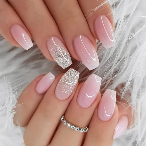 Vista 11 de Uñas postizas a presión de almendra, uñas postizas medianas con diseños de estampado francés de lámina dorada 3D, pegamento dorado Starlight en uñas