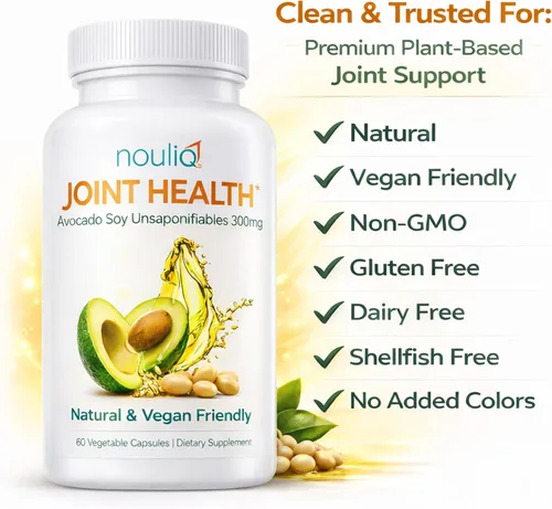 Vista 4 de Suplemento natural y vegano para la salud de las articulaciones, aguacate soya Unsaponificables 300 mg, sin OMG, libre de gluten, colores o sabores