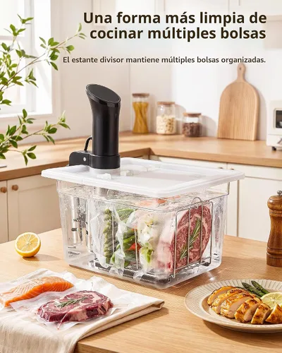 Vista 9 de EVERIE Sous Vide - Contenedor compatible con ANOVA Nano, Contenedor con tapa y estante