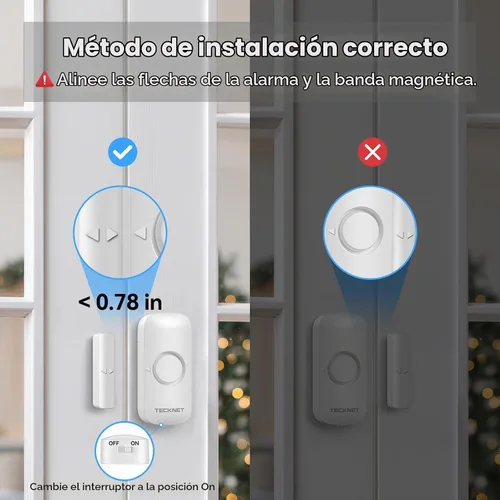 Vista 6 de TECKNET Campanillas de puerta cuando se abre la puerta, alarma inalámbrica con sensor de puerta con rango de 1000 pies, 61 canciones, 5 niveles