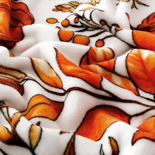 Vista 4 de ROMROL Manta de Halloween, manta de otoño, mullida, acogedora, suave, hojas de calabaza, manta de franela de felpa de forro polar, decoración