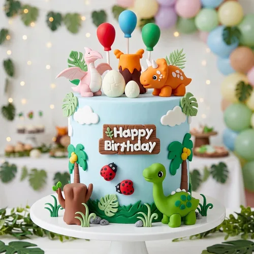 Vista 6 de Knana 17 adornos de dinosaurio para tartas de dinosaurio, decoraciones de cumpleaños