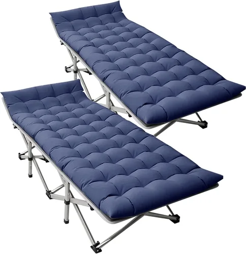 Vista 15 de LILYPELLE Catre de Camping Plegable, Catres de Dormir Extra Anchos de Servicio Pesado con Bolsa de Transporte, Catres de Campamento de Viaje Azul