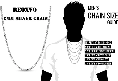 Vista 5 de Reoxvo Collares de cadena de plata para hombres, niños y mujeres, caja de acero inoxidableFigarocuerda trenzadacollar de cadena de eslabones cubanos