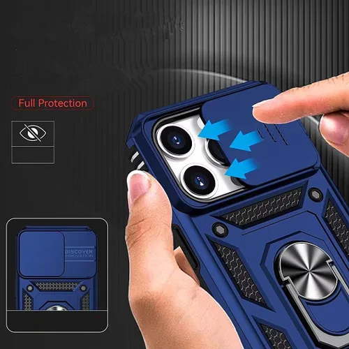 Vista 5 de Funda para Xiaomi Poco X3 NFC, protección de soporte de coche de grado militar [soporte integrado] Soporte de anillo de metal magnético resistente