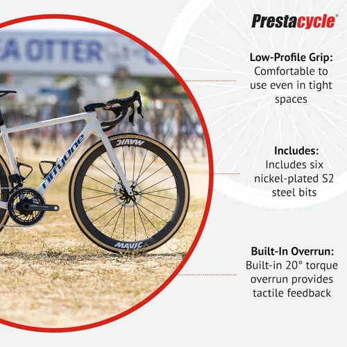 Vista 5 de Prestacycle Mini Bike TorqKeys - Herramienta de par preestablecida con 6 puntas y soporte - Compatible con broca hexagonal estándar de 1/4" - Elige