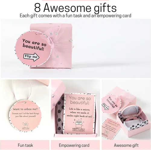 Vista 3 de Happy Lolli Birthday Gift for Girls 8 Individually Wrapped Gifts in 1 with 8 Tasks to Motivate Empower Girls - Ages 7-13