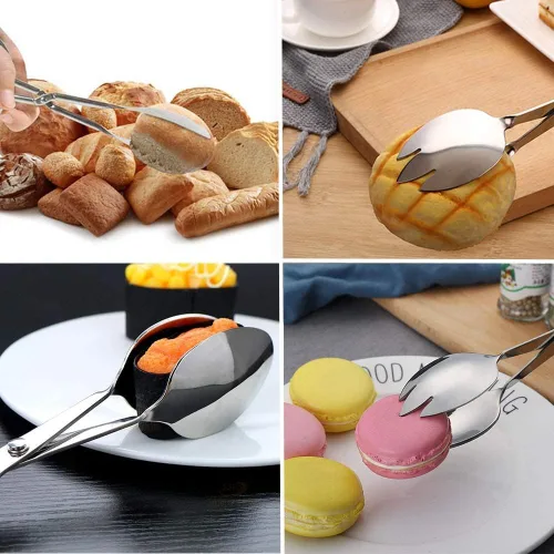 Vista 4 de Pinzas de buffet, pinzas de acero inoxidable para ensalada, pinzas para alimentos, antideslizantes y de fácil agarre, ergonómicas