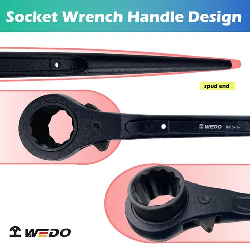 Vista 4 de WEDO Llave de trinquete para andamio Podger de 0.394 in, llave de vaso de un lado, llave de disco de liberación rápida, trinquete de 2/5 pulgadas