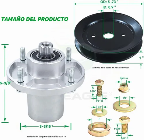Vista 3 de 607418 Conjunto de husillo para cubierta Hustler Fastrak 54