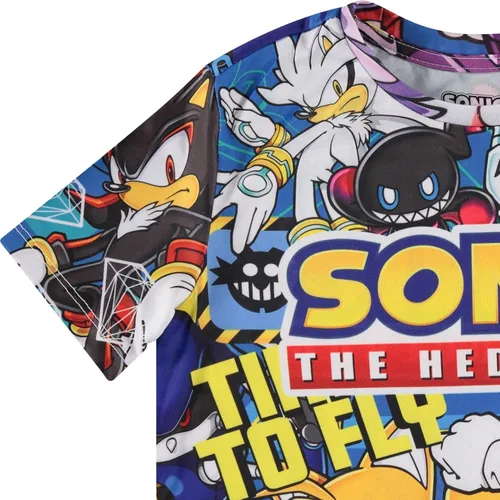 Vista 3 de SEGA Camiseta Sonic The Hedgehog para niños con sonic colas y nudillos The Hedgehog Trio camiseta