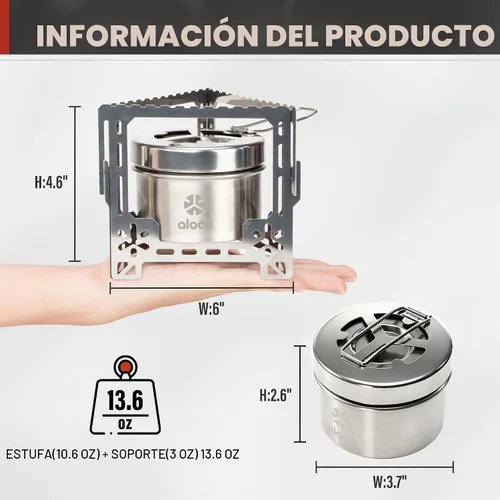 Vista 5 de ALOCS Estufa de alcohol de 2250W con soporte plegable Estufa de camping
