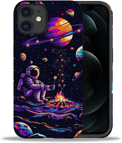 Vista 21 de CARLOCA Compatible con iPhone 12, Funda de Art Deco con patrón, TPU suave + PC duro 2 en 1, Funda protectora única con patrón, antiarañazos, TPU