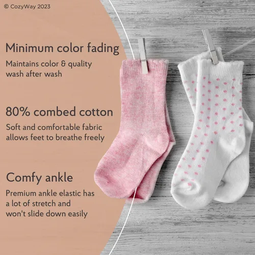 Vista 2 de CozyWay Baby Anti Slip Crew Socks 6 Pairs with Grips for Toddlers Little Boys Girls Infants Kids Non Skid