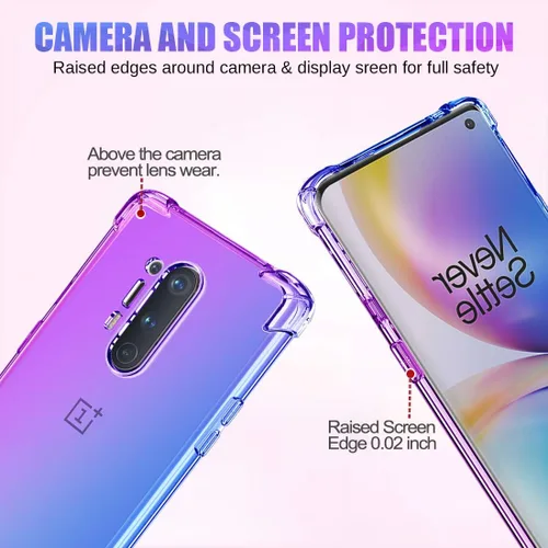 Vista 2 de Funda para OnePlus 8 Pro, Gradient Slim Anti Scratch Soft Clear TPU Funda a prueba de golpes para OnePlus 8 Pro (púrpura/azul)