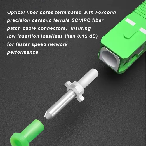 Vista 2 de SC/APC a SC/APC Cable de Fibra Óptica para Internet, Cable de Conexión de Modo Simple Blindado, Cordón de Conexión Óptica de Fibra Óptica - SIMPLEX