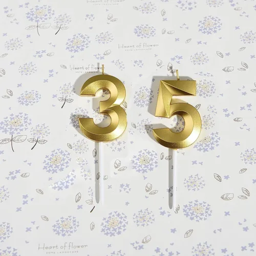 Vista 3 de Decoraciones de cumpleaños número 35 para mujeres y hombres, velas doradas de cumpleaños de 35 y 53