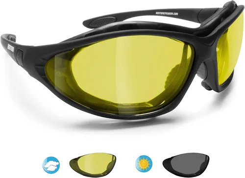 Vista 8 de Bertoni Gafas de motocicleta lente fotocrómica intercambiable brazos correa mod.333 moto sunsensor montar gafas acolchadas