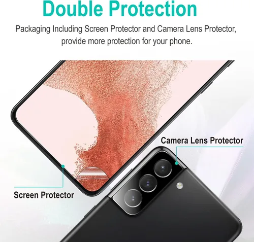 Vista 6 de Protector de pantalla para Galaxy S22 Plus con protector de lente de cámara para Samsung Galaxy S22 Plus 5G, 6.5 pulgadas híbrido flim [7H]