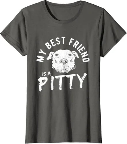 Vista 8 de My Best Friend Is A Pitty Pitties Pitbull - Camiseta Negro